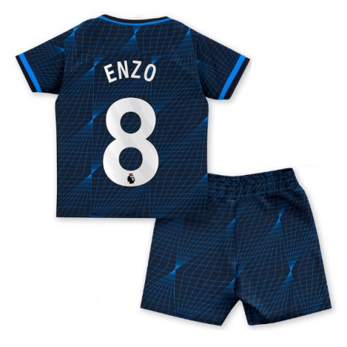 Chelsea Enzo Fernandez #8 Gostujuci Dres za djecu 2023-24 Kratak Rukav (+ Kratke hlače)